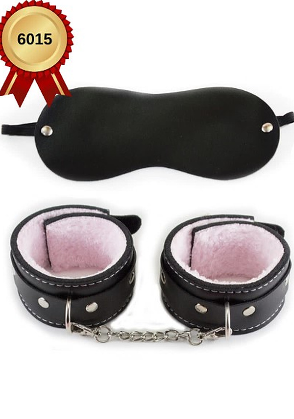 Göz Bantlı Peluş Kelepçe Seti - Siyah-Pembe