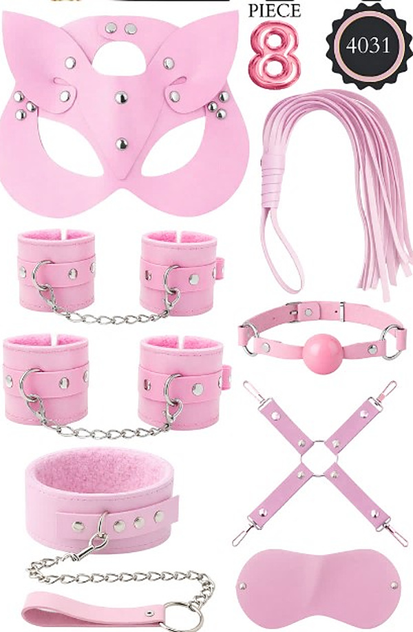 8 Parça Kedi Maskeli Fantezi Set - Pembe