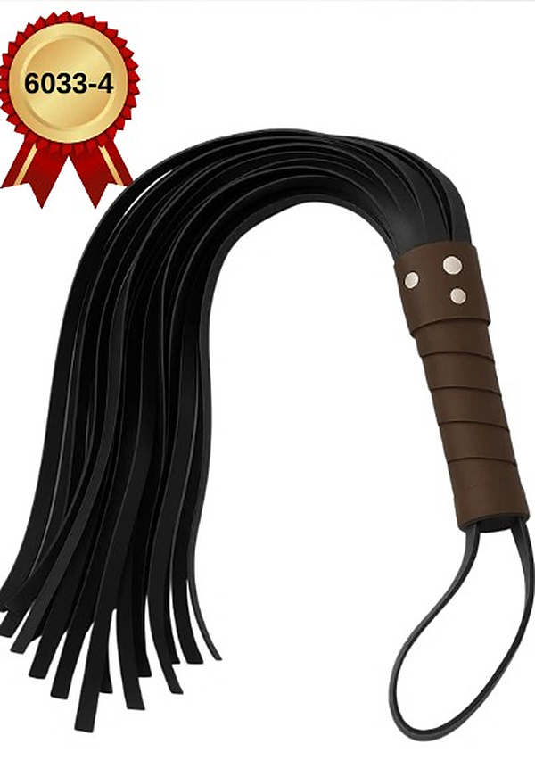 Deri Püsküllü Kırbaç - Siyah-Kahverengi