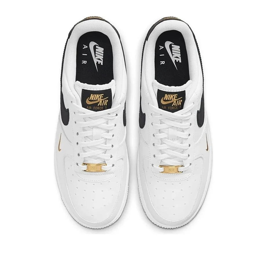 Nike Air Force 1 Low '07 Essential White Black Gold Mini Swoosh görsel 4