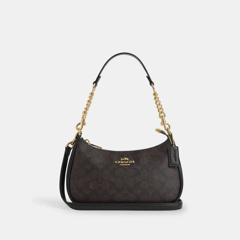 Coach Teri Shoulder Bag Walnut Black