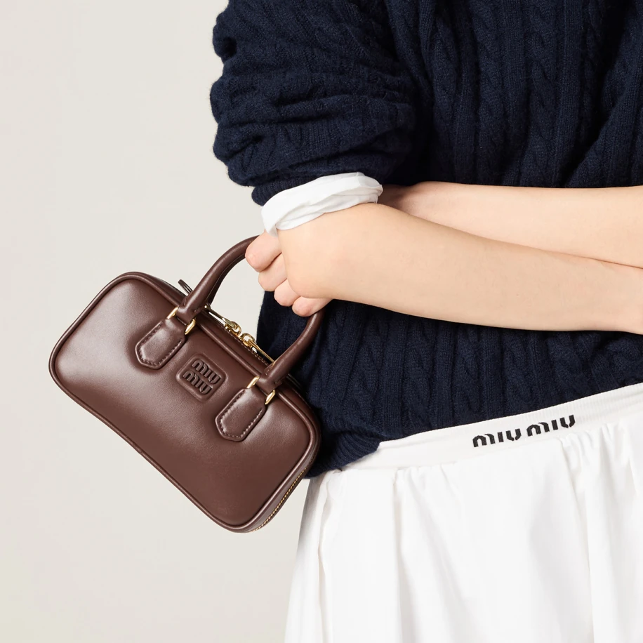 Miu Miu Arcadie Leather Bag Briarwood görsel 2
