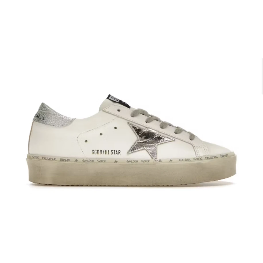Golden Goose Hi Star White Silver